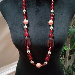 Womens Fashion Chunky Rhinestones Beaded Long Necklace with Lobster Clasp